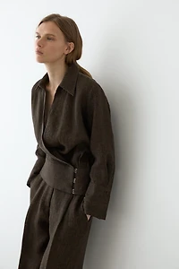 Total look melange linen overshirt