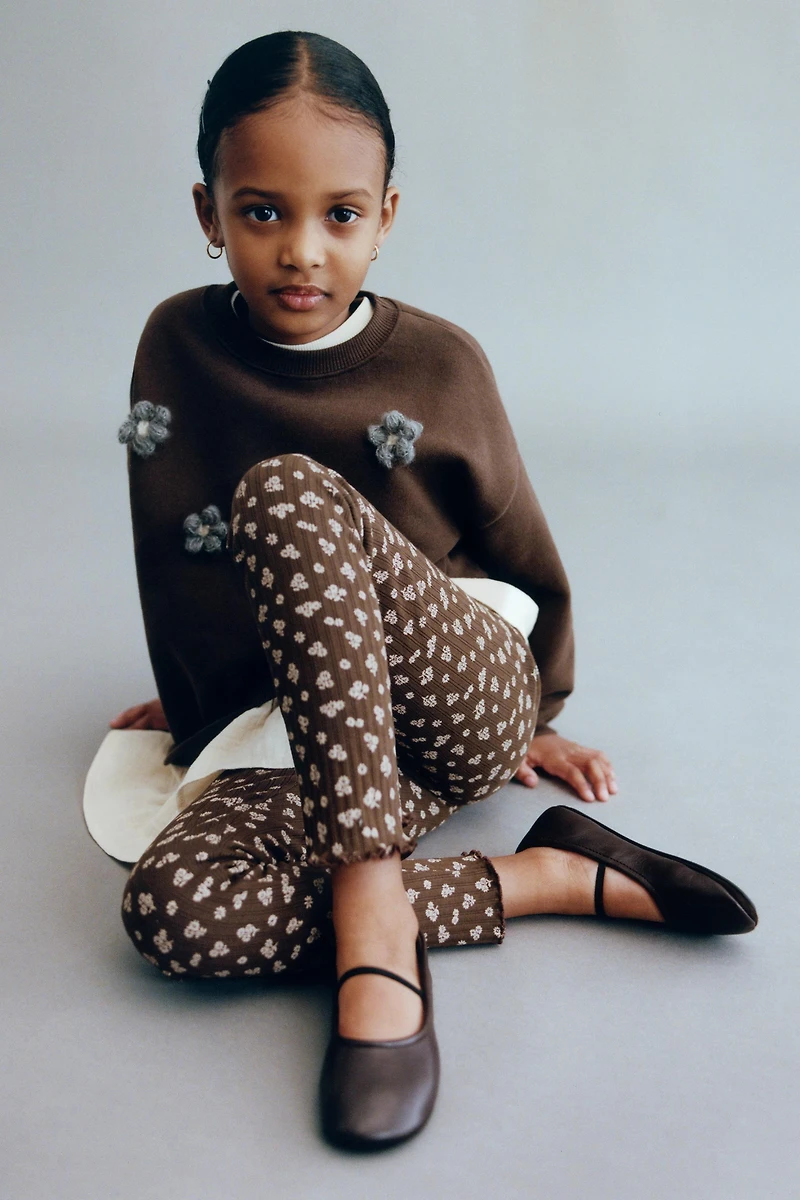 PRINTED RIBBED LEGGINGS