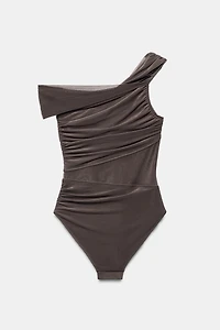 ASYMMETRIC TULLE CUT-OUT SWIMSUIT