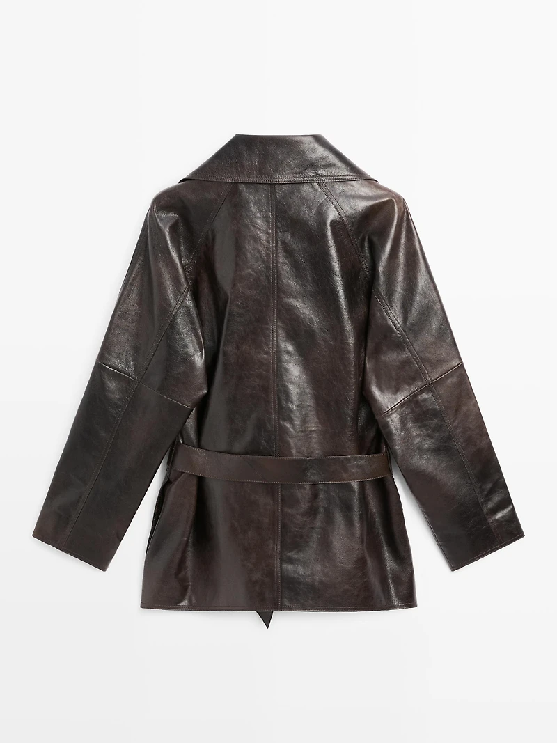 Nappa leather jacket with belt