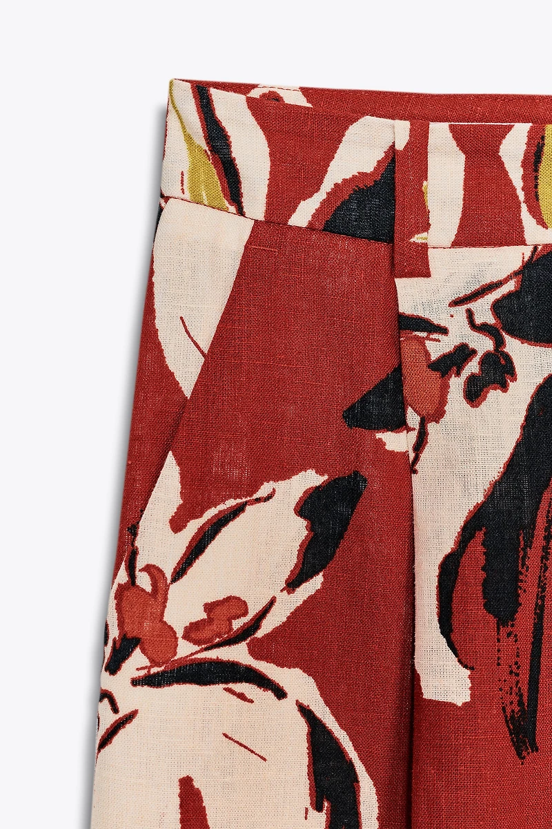 FLORAL PRINT LINEN PANTS
