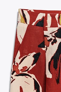 FLORAL PRINT LINEN PANTS