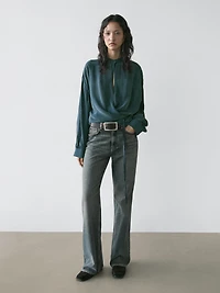 Mid-rise straight-leg flare fit jeans