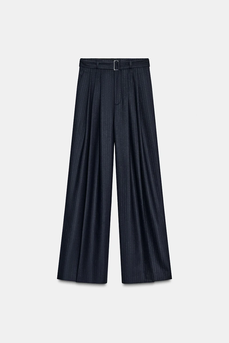 PINSTRIPE BELTED PANTS ZW COLLECTION