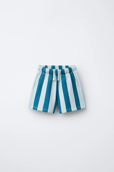 SHORT EN MOLLETON À RAYURES