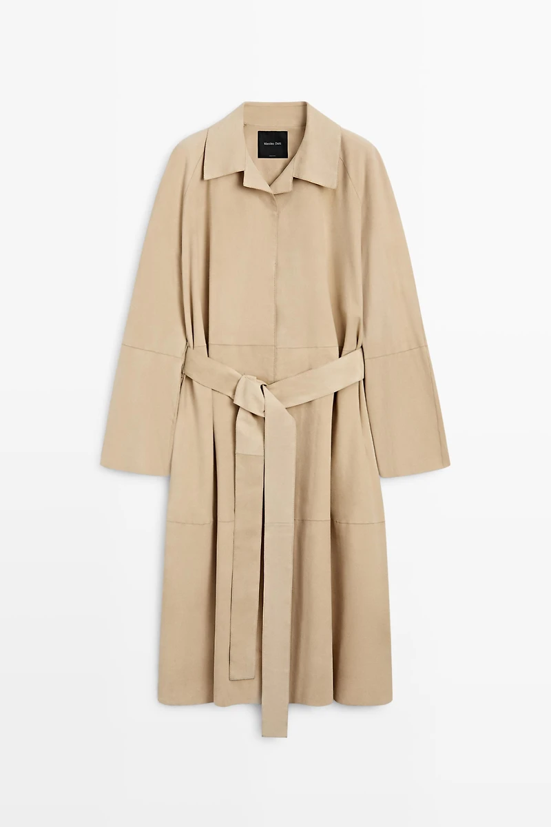Long suede leather coat