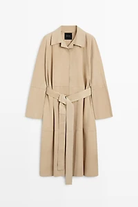 Long suede leather coat
