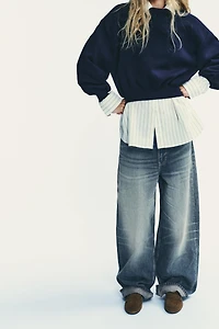 STITCHED SPLIT SUEDE LOAFERS