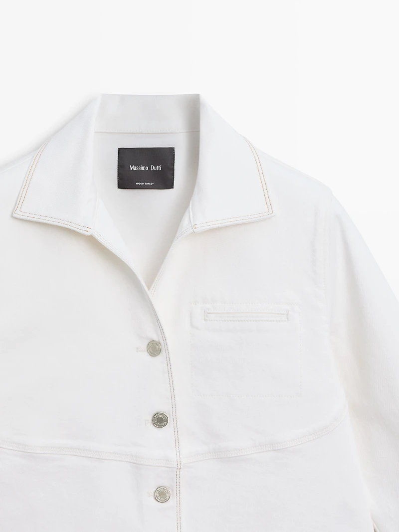 Denim jacket with contrast seam