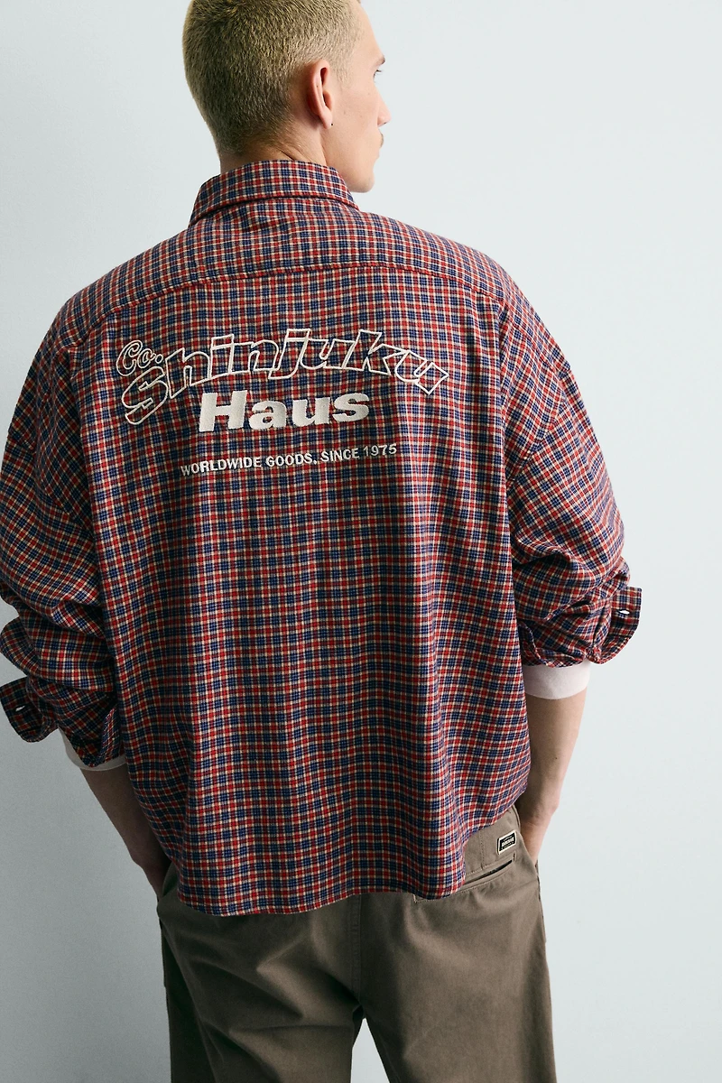 EMBROIDERED PLAID FLANNEL SHIRT
