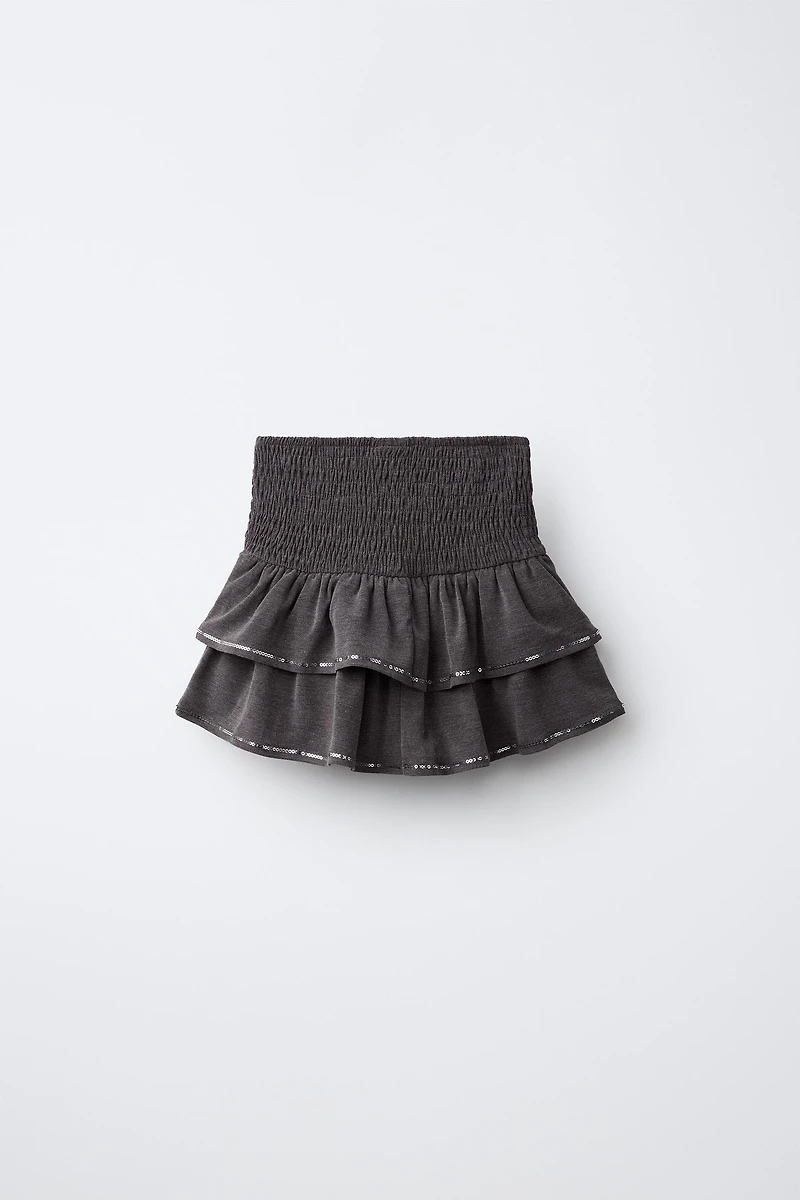 SEQUIN RUFFLE SKORT