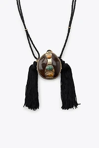 CORD AND STONE BOX NECKLACE