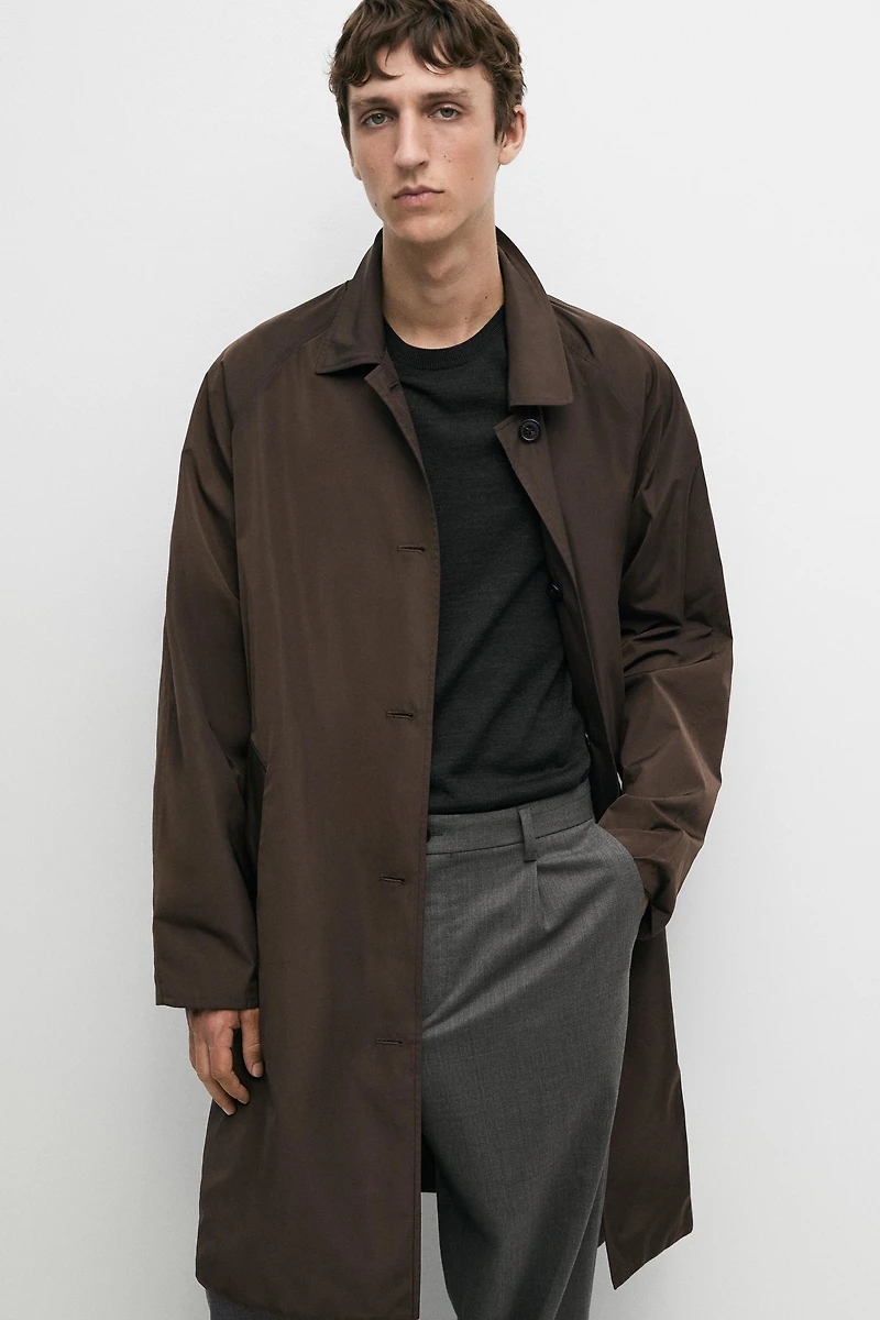 Long reversible trench coat