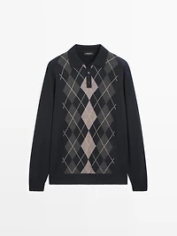 Knit sweater with argyle detailing