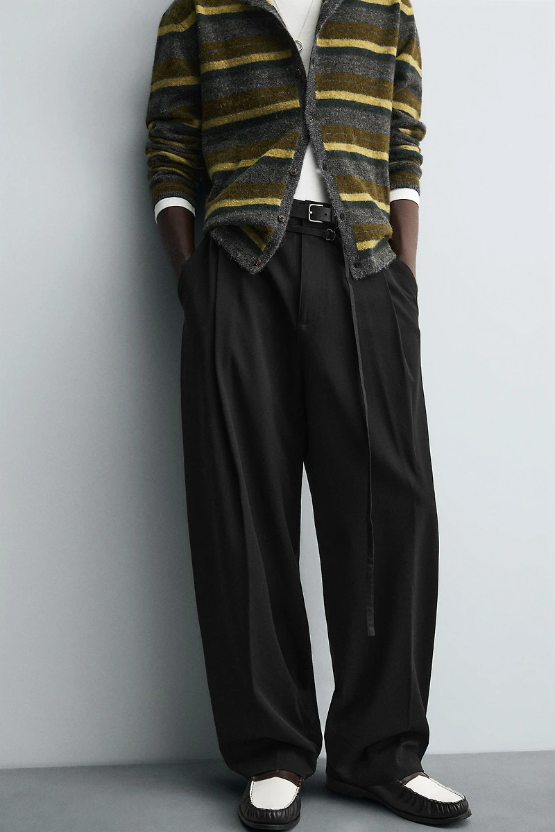 BALLOON PLEATED BELTED PANTS