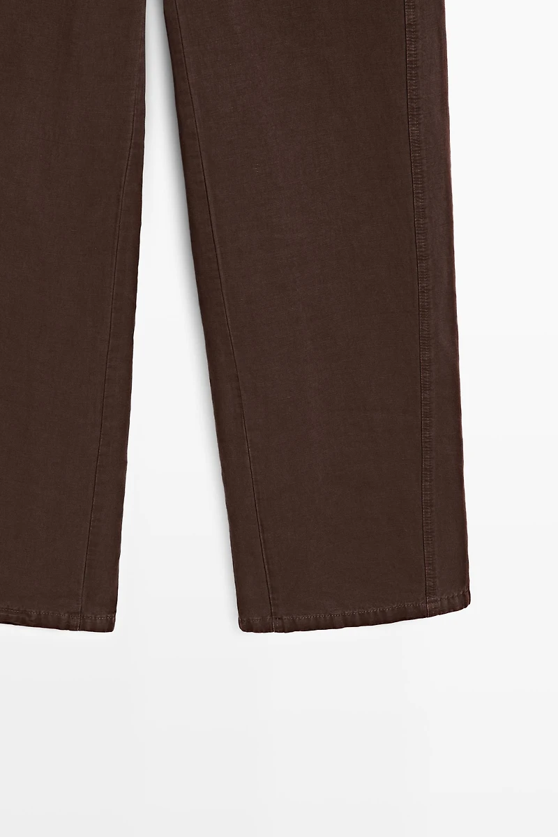 Linen blend trousers with seam detail