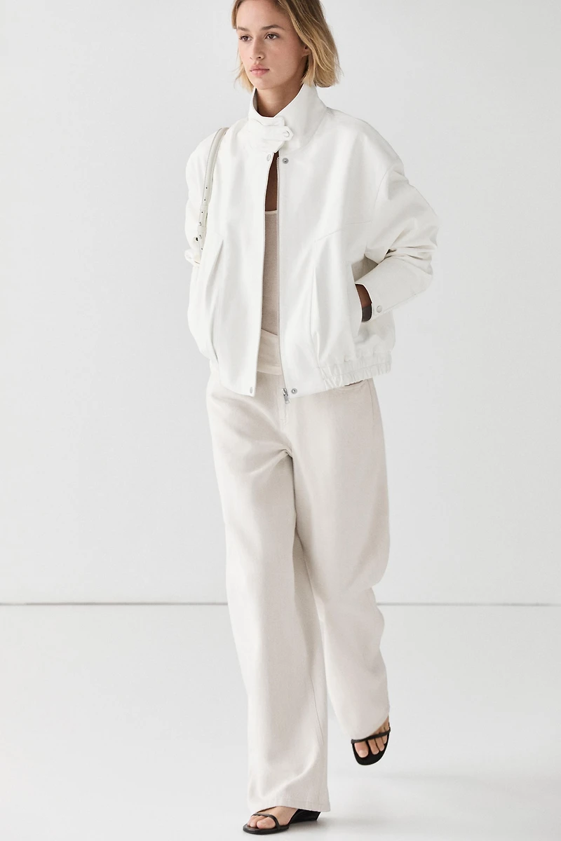 Nappa leather bomber jacket