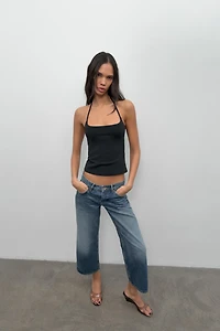 TRF LOW RISE CROPPED WIDE LEG JEANS