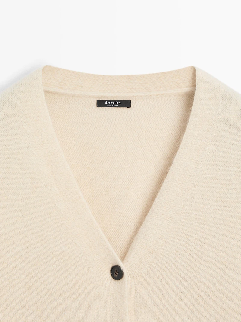 Cardigan col V en laine et alpaga