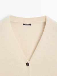 Cardigan col V en laine et alpaga