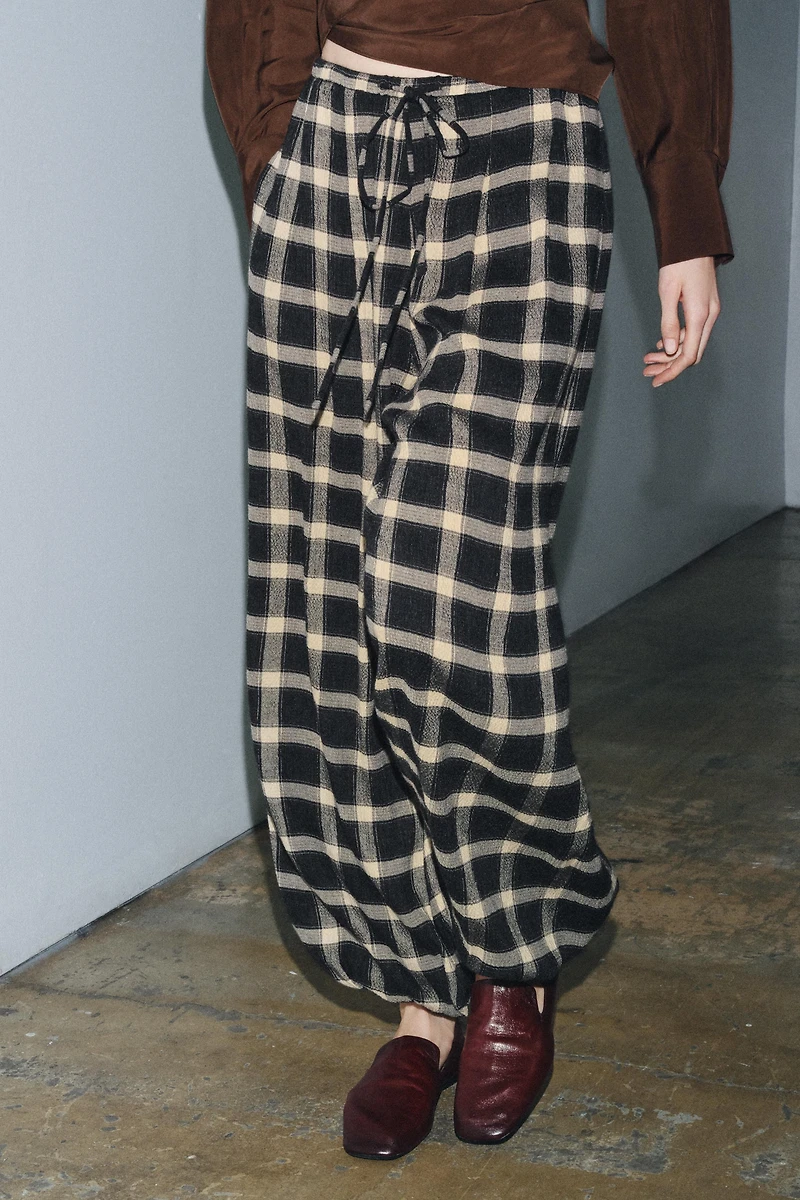 ZW COLLECTION PLAID BALLOON PANTS