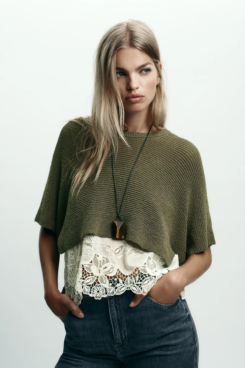 PULL EN MAILLE COMBINÉE