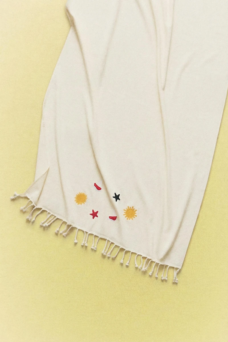 COTTON BEACH TOWEL WITH FIGURES