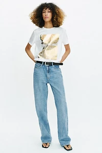 METALLIC SHORT SLEEVE T-SHIRT