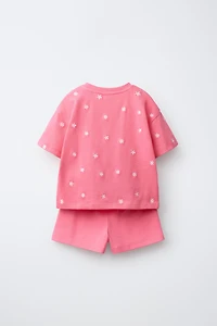 EMBROIDERED T-SHIRT AND BERMUDA SET