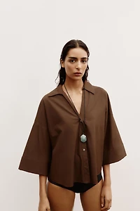 WIDE SLEEVE POPLIN SHIRT
