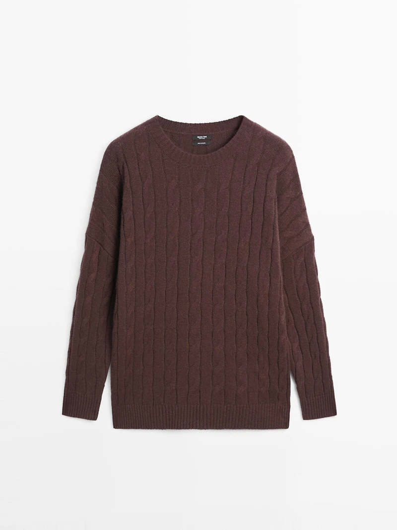 Pull en maille tressée 100 % cachemire