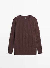 Pull en maille tressée 100 % cachemire