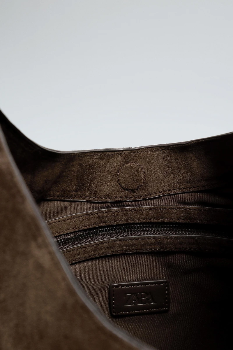 SPLIT LEATHER EFFECT SHOPPER BAG