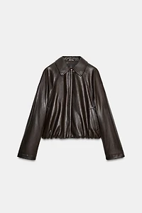 FAUX LEATHER BOMBER JACKET