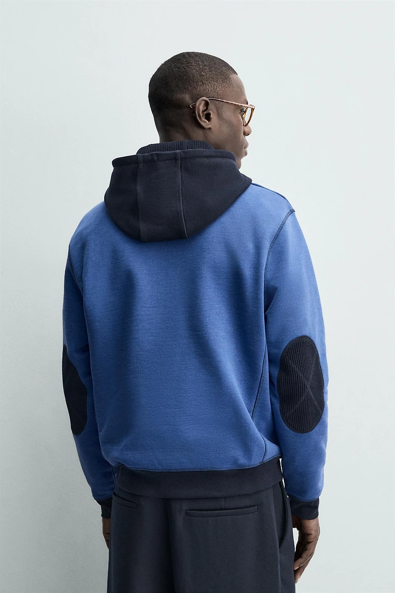 SWEAT COLOR BLOCK À CAPUCHE WAFFLE