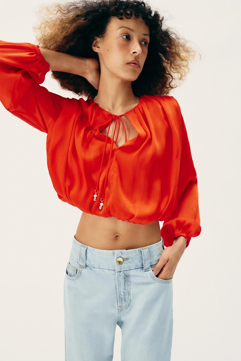 BLOUSE SATINÉE EFFET BALLON
