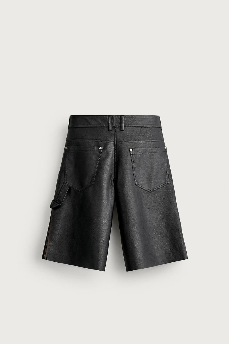 FAUX LEATHER RELAXED FIT SHORTS