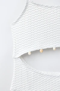 6-14 YEARS/ CROCHET CUT OUT SHELL SWIMSUIT