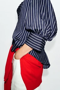 STRIPED BALLOON SLEEVE SHIRT