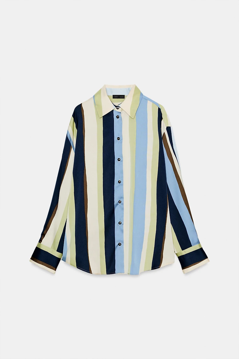 STRIPED SATIN EFFECT SHIRT