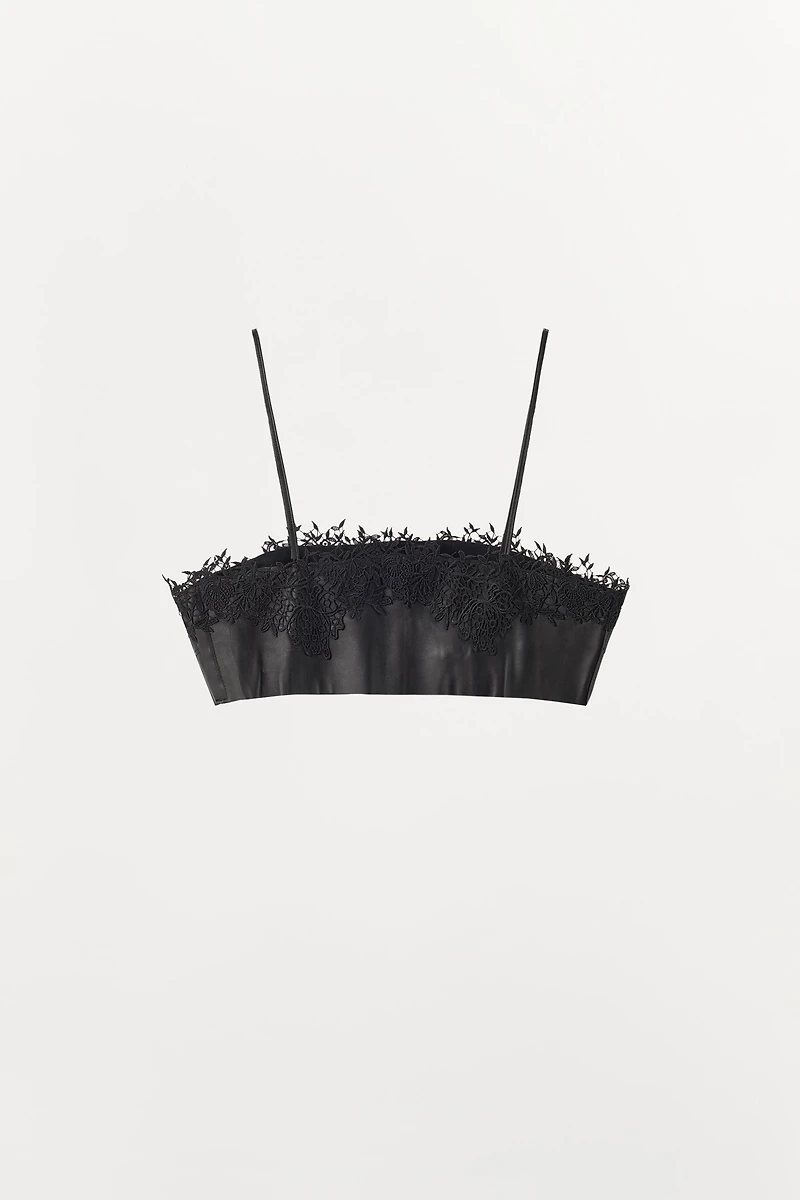 LEATHER LACE BRALETTE