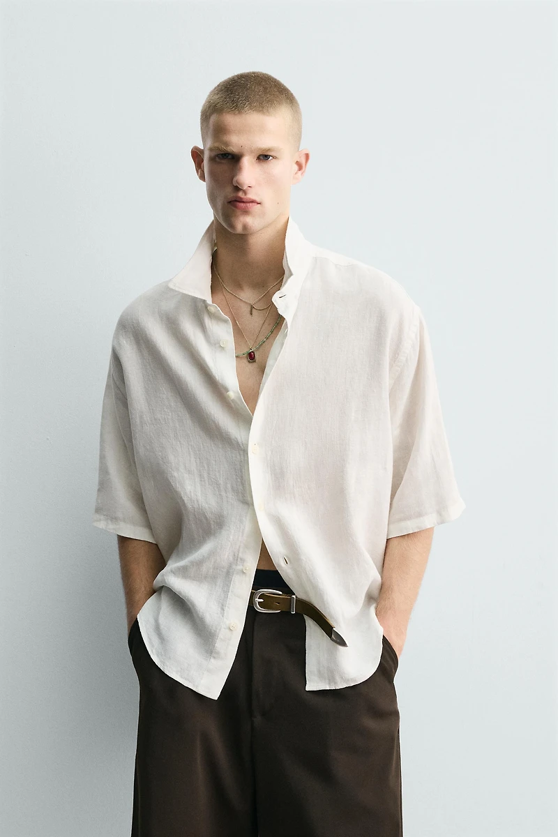 100% LINEN BOXY FIT SHIRT