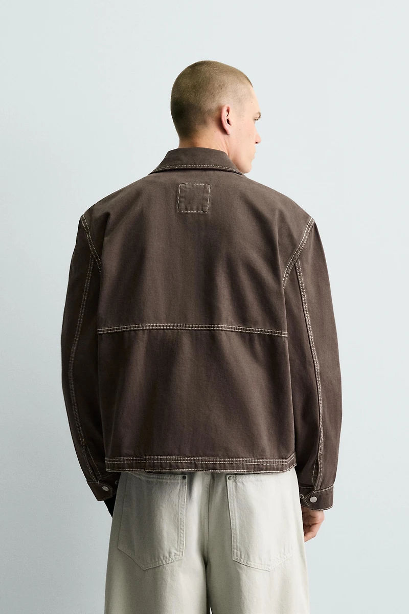 BLOUSON COUPE BOX CONTRASTE
