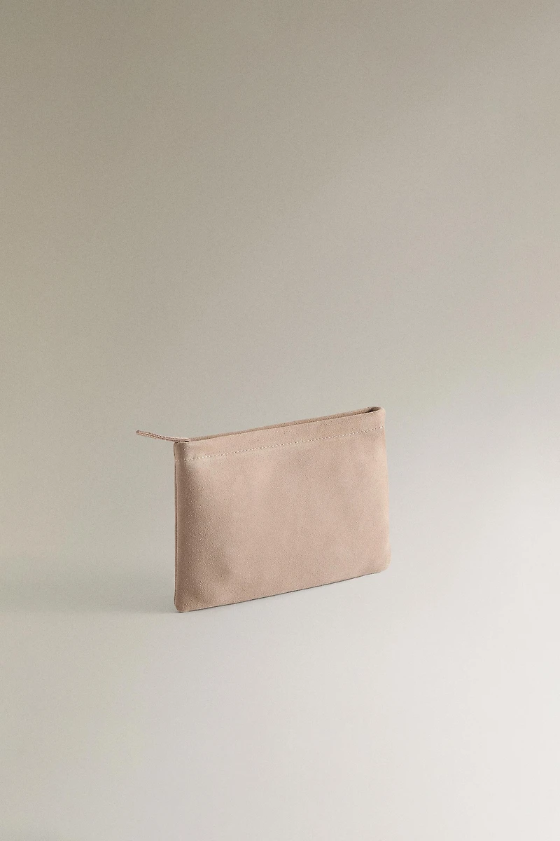 SMALL SPLIT SUEDE MAKEUP BAG