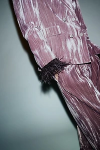 DOUBLE BREASTED VELVET BLAZER WITH FEATHERS