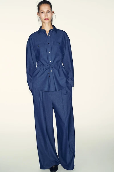 WIDE LEG PLEATED PANTS