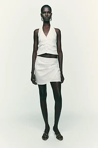 RUCHED HALTER VEST TOP