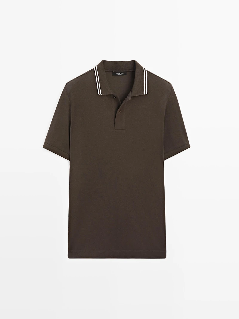Short sleeve polo shirt with contrast detail