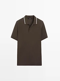 Short sleeve polo shirt with contrast detail