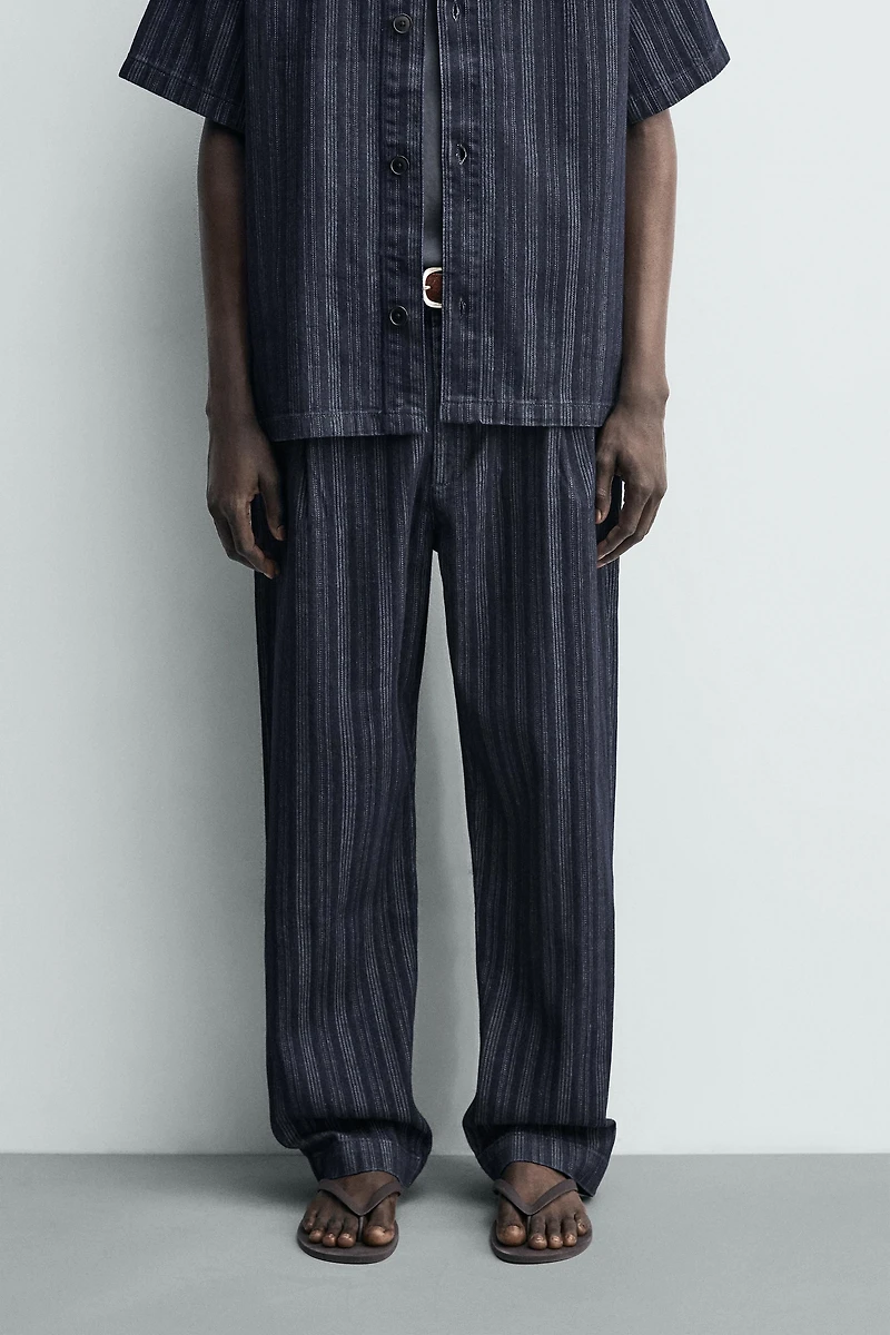 STRIPED RELAXED FIT CHINO PANTS